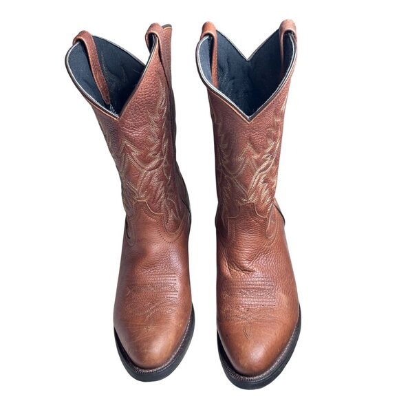 Laredo Western Mens Other - Laredo Saw Mill Boots 12" Shaft Mens Size 9EW Cowboy Western Brown Briar 68494